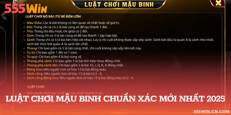 3 luật chơi đánh bài cần nhớ tại Mậu Binh 555WIN